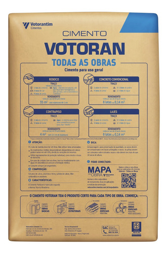 Imagem 2 de 4 de Saco De Cimento Votoran 50kg Todas As Obras