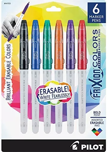 Pilot FriXion Colors - Rotuladores borrables, colores surtidos, 1 unidad  (paquete de 6)