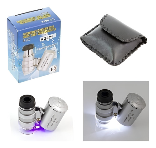 Mini Lupa Microscopio 60x Luz Uv Y Luz Led