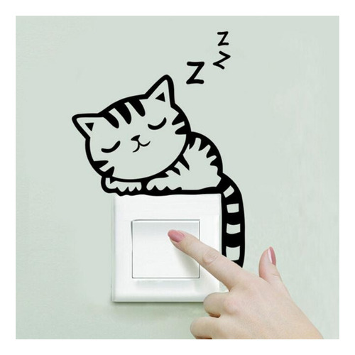 Pegatinas De Pared Con Diseño De Gato En V, Luz, 6 Contra 1