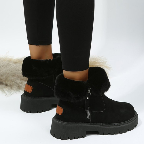 Botas De Nieve De Terciopelo De Talla Grande Para Mujer