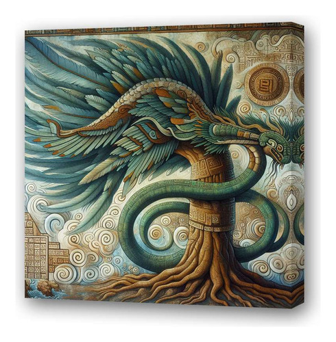 Cuadro 30x30cm Quetzalcóatl Viento Y Sabiduría Dios M4