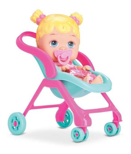 Boneca Bebê Com Carrinho Alive Passeio - 19cm - Divertoys