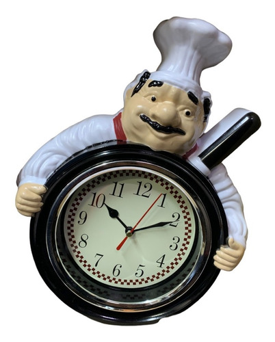 Reloj Analogico Plastico De Pared Diseño Chef Con Sarten