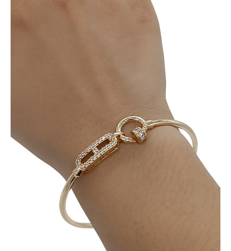 Pulsera Brazalete Ajustable Para Dama Mujer Oro Laminado