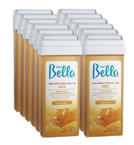 Depil Bella Kit 12 Unidades Ceras Roll-on Mel 100grs
