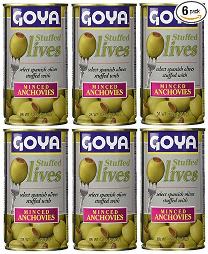 Goya Aceitunas Rellenas Minced Anchoas 5,25 Onzas (paquete D