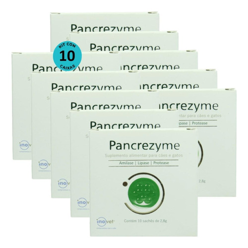 Pancrezyme Suplemento Cães E Gatos 2,8g Com 10 Sachê Kit 10