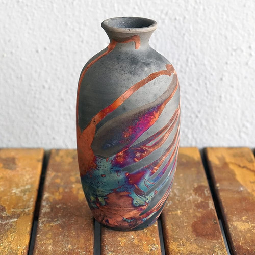 Jarrón Koban Ceramic Raku Con Tubo De Agua - Regalos De Cerá