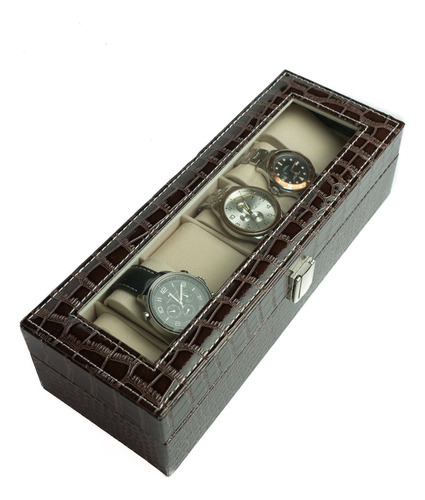 Caja Organizador 6 Relojes Cocodrio