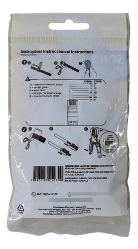 Conector Rj45 Macho Sohoplus Furukawa Cat6 Kit Com 10 Peças