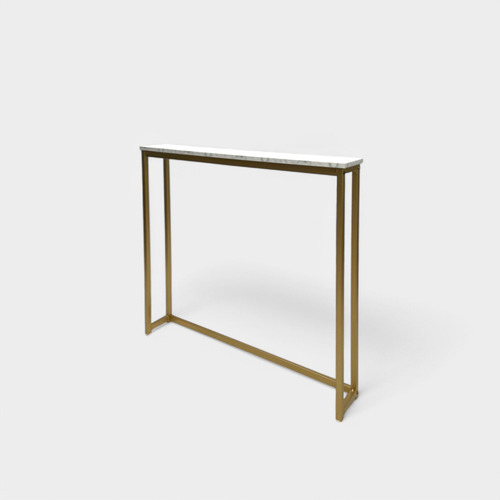 Mesa De Sala Auxiliar | Credenza | Recibidor | Bufetera Color Dorado_mármol Blanco
