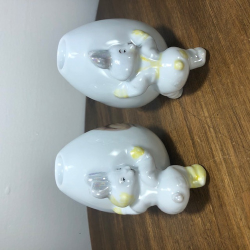Imagem 4 de 6 de Kit 2 Coelhos Porta-vela Porcelana - Páscoa