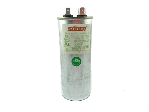 Capacitor Suoer Cuerpo Metalico  55 Mf, 55mf 450vac, 450 Vac