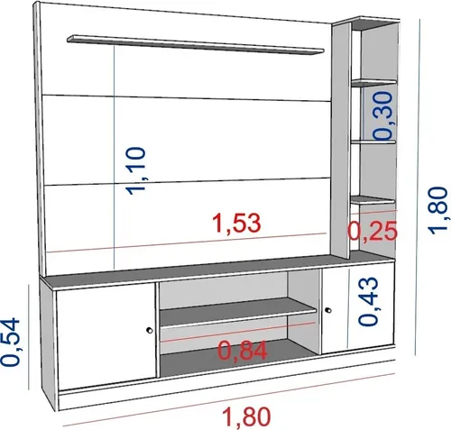Modular Rack Tables 1109 Para Led De 65 Ancho 1.80 C/soporte