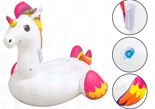 Imagem 3 de 3 de Bote Boia Inflável Unicórnio Infantil Gigante