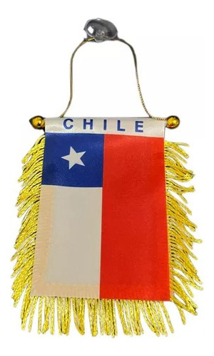 12 Bandera De Chile Con Flecos Para Auto 9,5cmx13,5cm Chupón