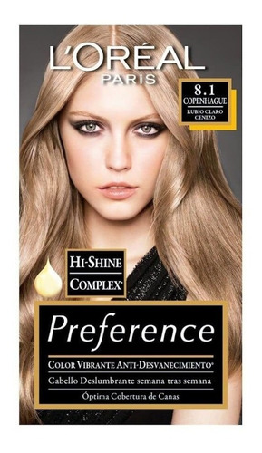 Tinte Preference Loreal Rubio Claro Cenizo Tono 8.1