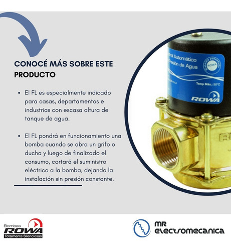 Imagen 3 de 10 de Rowa Control Automatico De Presion De Agua Fl