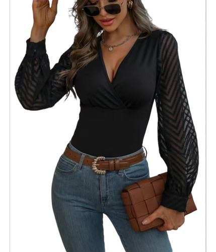 Blusa Buchona Negra De Mangas Abullonadas Divina 