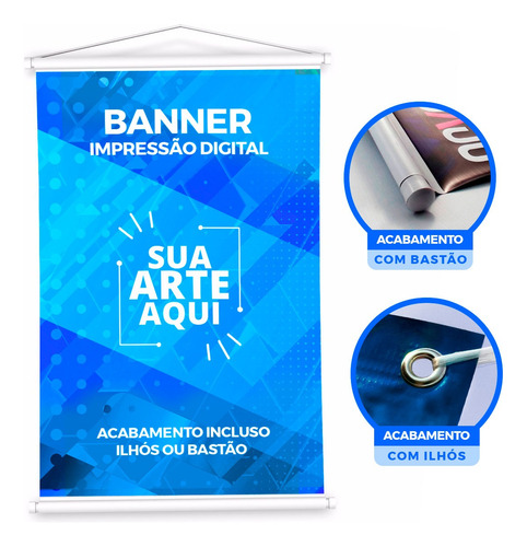 Banner 70x120cm Lona Fosca 440g Bastão Cordão Arte Inclusa