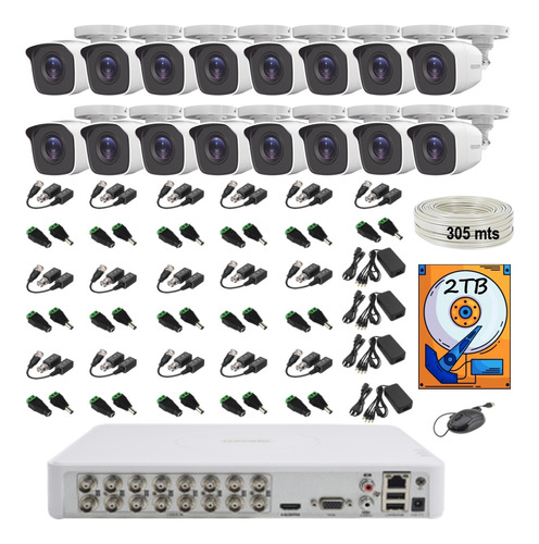 Kit Video Vigilancia Epcom 16 Cámaras 1080p 305mts Utp 2tb