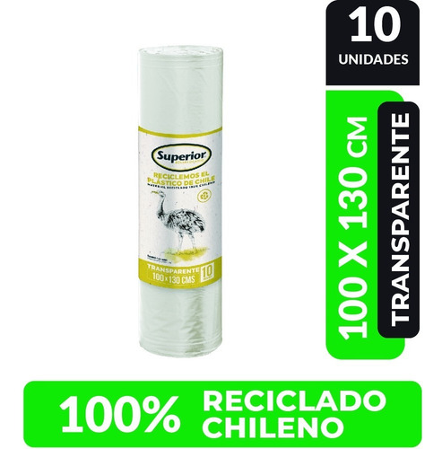 Imagen 1 de 1 de Bolsa Aseo Superior Transparente 100 X 130 Rollo 10 Bolsas