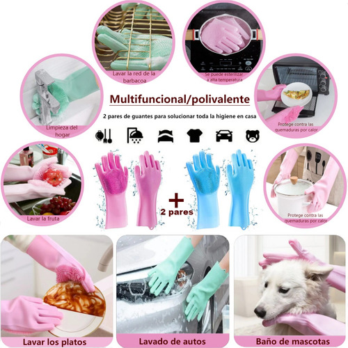 4 Pares Guantes Mágicos Limpieza Multiusos Lavar Trastes