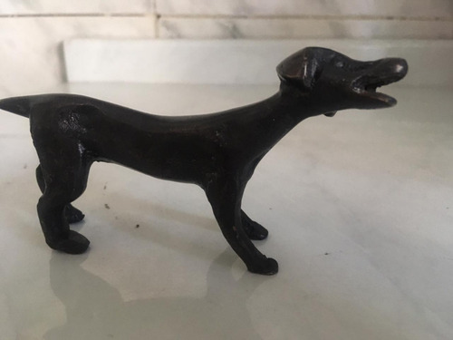 Cachorro Caçador Em Bronze Oxidado Magnífico Lindo 2 Peças Cor Preto