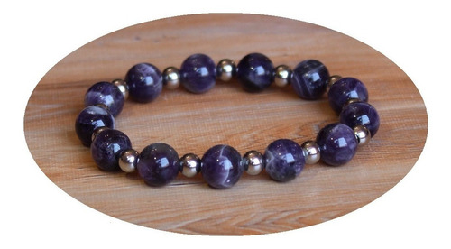 Pulsera Amatista Violeta Natural Y Acero 316 L - Elastizada