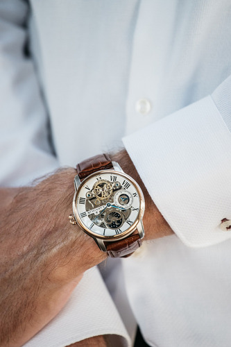 Reloj De Pulsera Earnshaw Hombre Longitude Midnight Green Correa Café