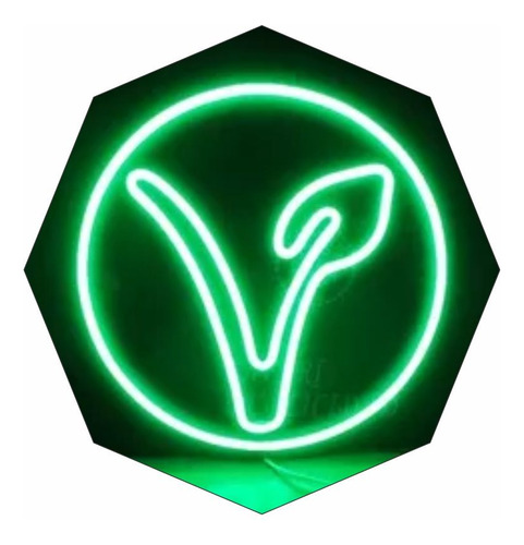 Cartel Neón Led Logo Vegano - Luminoso