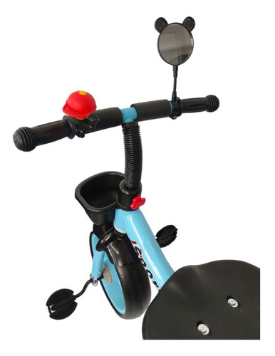 Triciclo Para Niños Infantil Con Canasto Salpicadera Espejo Color Azul