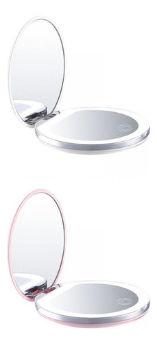 2x Espelho De Maquiagem Compacto Cosmético Bolso Portátil