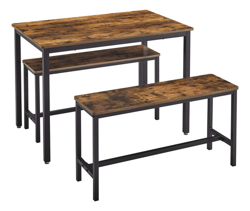 Juego De Mesa De Comedor Con Sillas Industrial Rústico Negro