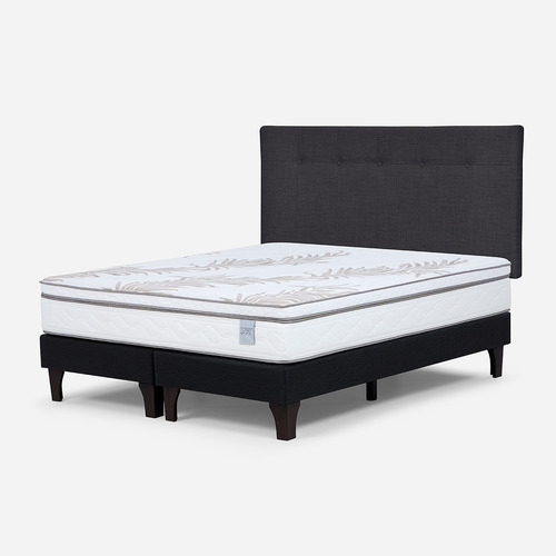 Cama Europea Neo Plus King + Respaldo New Bennet Grafito