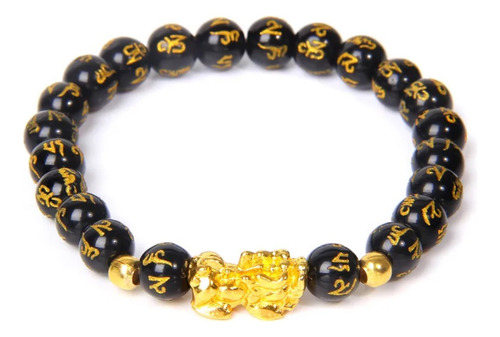Pulsera De Feng Shui De Piedras De Obsidiana Buena Suerte