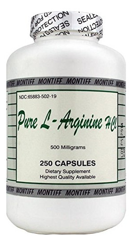 Pure L-arginine Hcl 500 Mg - 250 Capsulas Por Montiff
