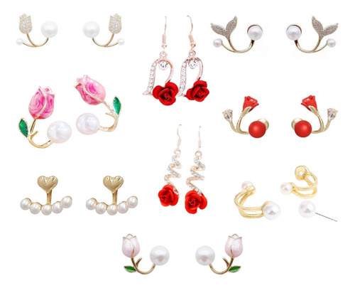 Set De 9 Pares De Aretes Pendientes Para Mujer Regalo Ideal 