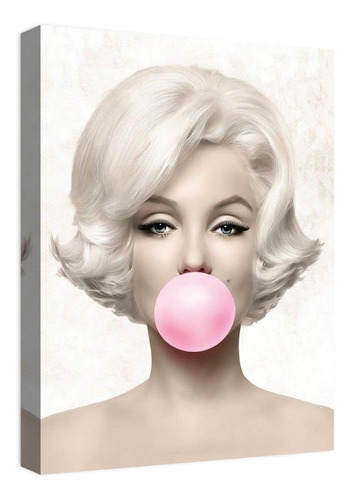 Cuadro Decorativo Canvas Moderno Marilyn Monroe Chicle Rosa