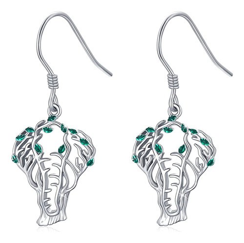 Aretes Colgantes De Elefante Para Mujer, Plata De Ley 925 Co