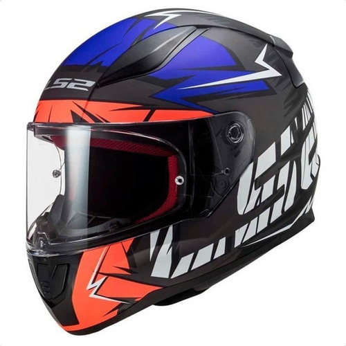 Casco Integral Moto 353 Rapid Cromo Mate Naranja Azul Ls2