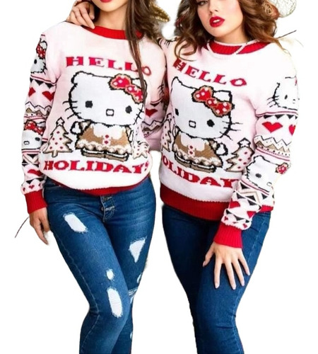 Sueter Navideño Hello Kitty Holiday Ugly Sweater Tejido