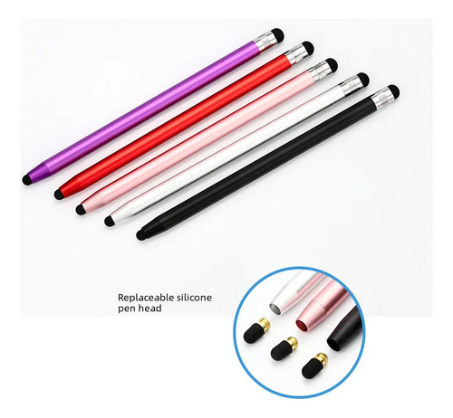 Lápiz Capacitivo Metálico Negro Con Doble Punta De Silicona