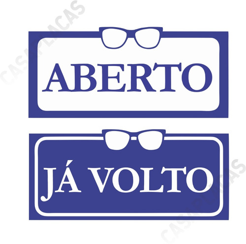 Placa Com Ventosa Aberto E Já Volto Óticas Frente Verso 