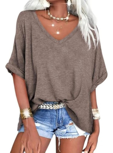 2025 Camiseta De Mujer Casual Con Cuello En V Top Verano