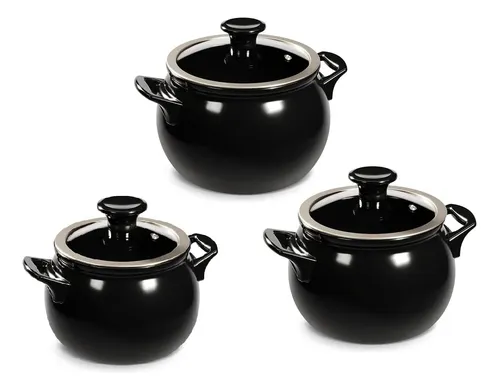 Jogo Com 3 Panelas Cerâmicas Ceraflame New Premiere - Preto