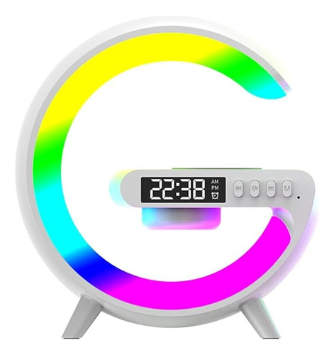 Lampara G Led Rgb Corneta Reloj Alarma Cargador Inalambrico 