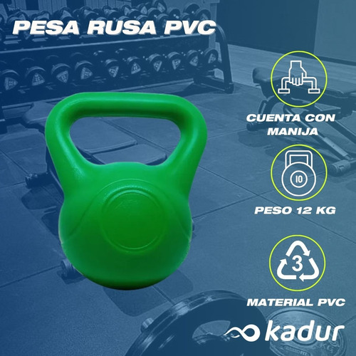 Pesa Rusa Kettlebell 12 Kg Pvc Funcional Cross Training Color Verde