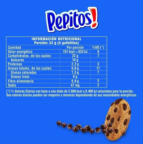 Galletitas Pepitos Con Chips De Chocolate 119g